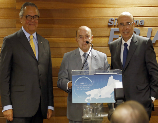 Eduardo Eugenio, Francisco Dorneles e Henrique Meirelles no lançamento do Mapa do Desenvolvimento 2016-2025 (Foto: Vinícius Magalhães)